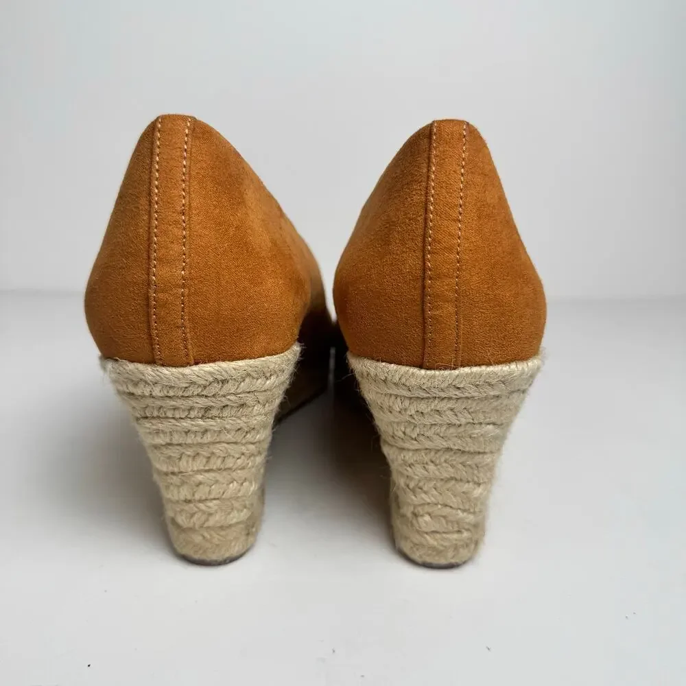 J.Crew Espadrille Wedge Heels Women’s 10.5 Camel Suede Comfort Shoes BY142